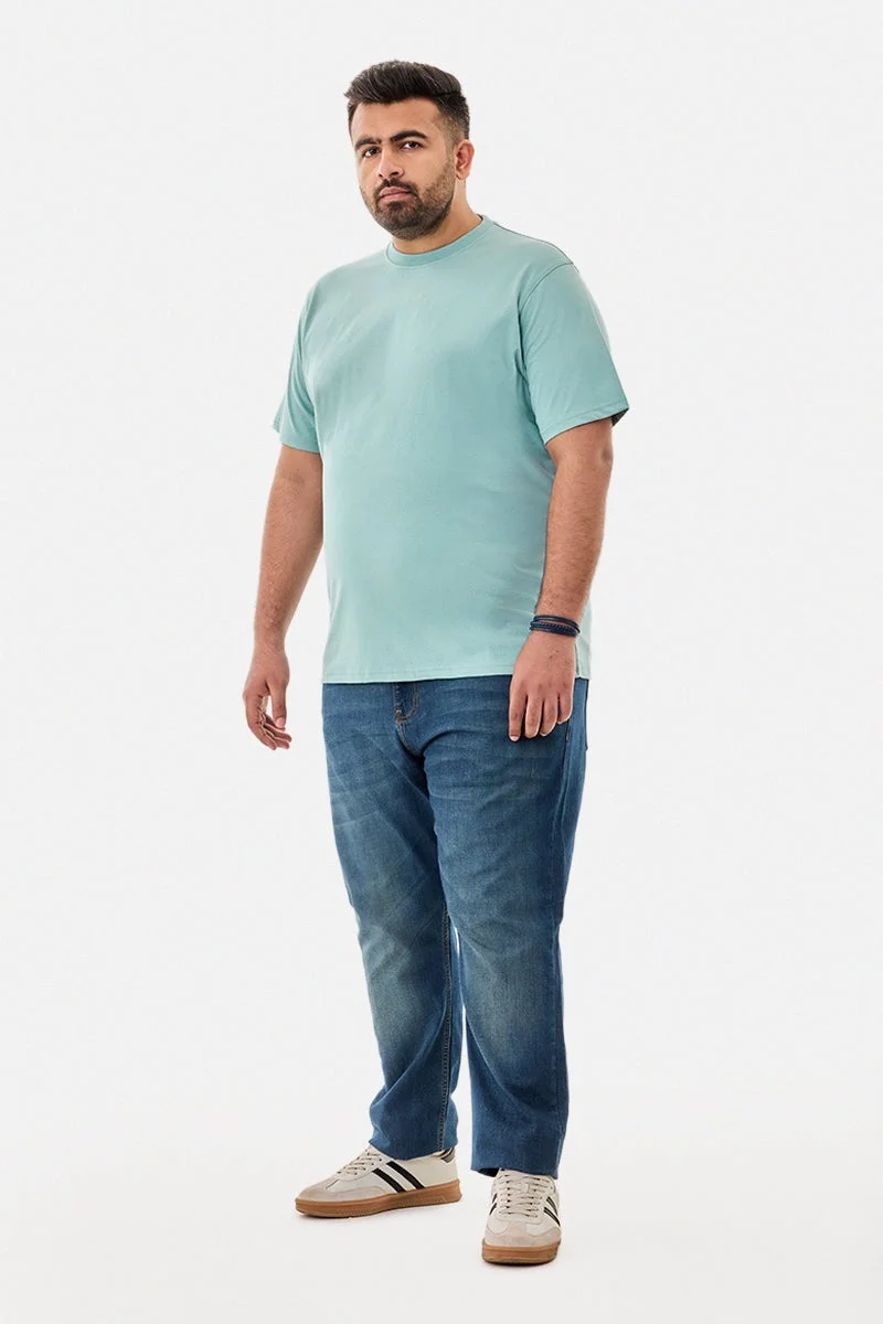 سنيتش تيشيرت قطني % مقاس كبير بقصة عادية